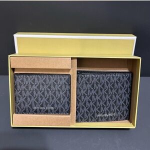 Michael Kors blue and Black Wallet & Card Holder Set